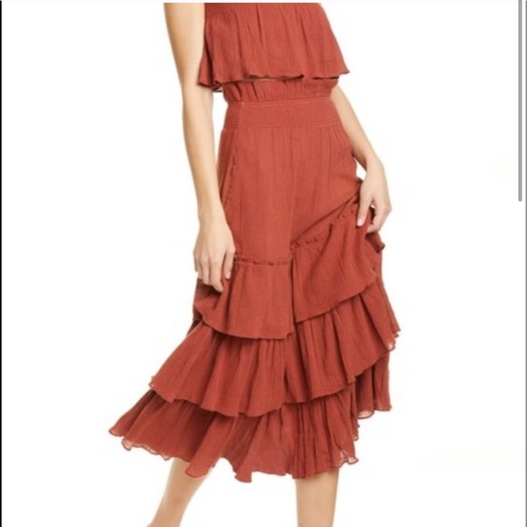 Free People Skirts Free People Sea Breeze Rust Midi Top Skirt Set Xs Poshmark